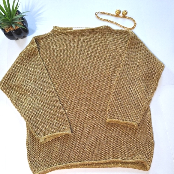 Cache Gold Shiny Glitter Mesh Top - Picture 11 of 16